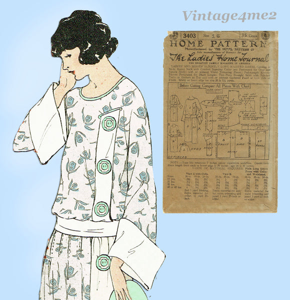 Ladies Home Journal 3406: 1920s Uncut Misses Dress 34 B Vintage Sewing Pattern