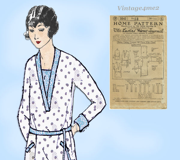 Ladies Home Journal 3542: 1920s Uncut Misses Blouse Vintage Sewing Pattern 42B