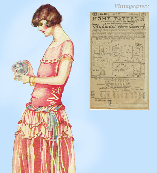 Ladies Home Journal 3742: 1920s Misses Scalloped Dress Vintage Sewing Pattern UNCUT