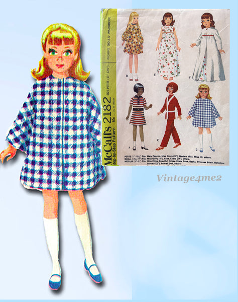 1960s Vintage McCalls Sewing Pattern 2182 Uncut Petite 11-12.5 inch  Miss Ginny Doll Clothes