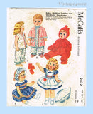 1960s Vintage McCalls Sewing Pattern 2412 28-30 Inch Toddler Girl Doll Clothes