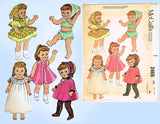 1960s Vintage McCalls Sewing Pattern 2466 Cute 12 to 13 Inch Patsy Ann Doll Clothes