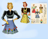 1930s Original Vintage McCall Sewing Pattern 725 Pleated Apron w Flower Apps