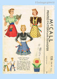 1930s Original Vintage McCall Sewing Pattern 725 Pleated Apron w Flower Apps