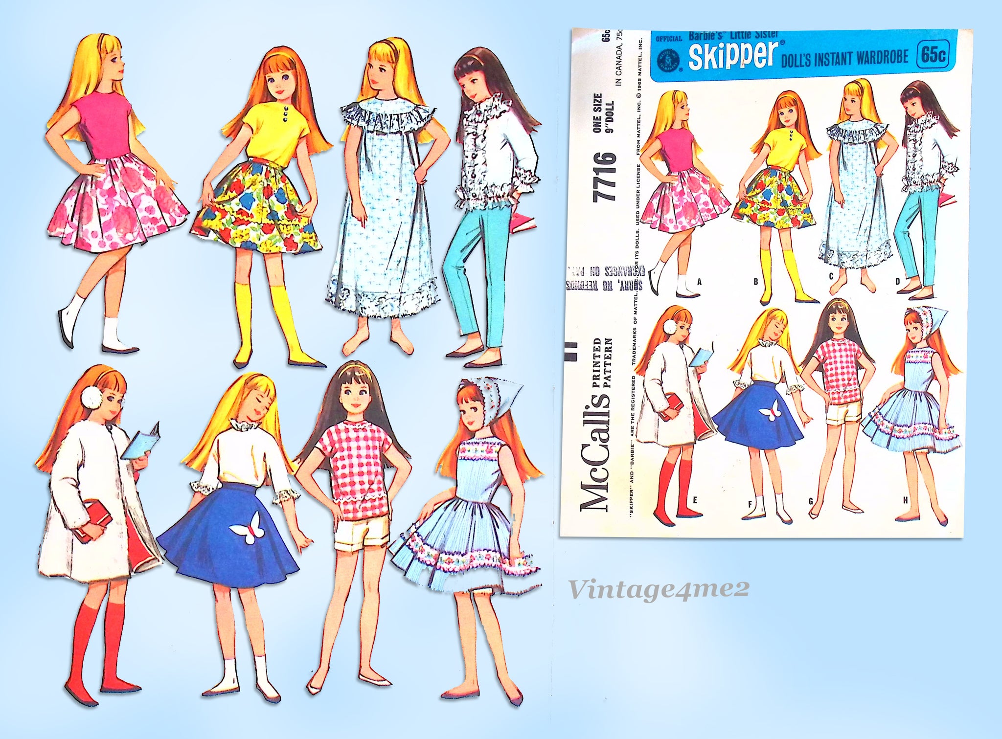 Skipper Barbie Doll Clothing Sewing Pattern McCalls 7716 - Vintage Sewing  Patterns Shop
