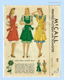 McCall 917: 1940s Misses WWII Farm Kitchen Pinafore Apron Sewing Pattern