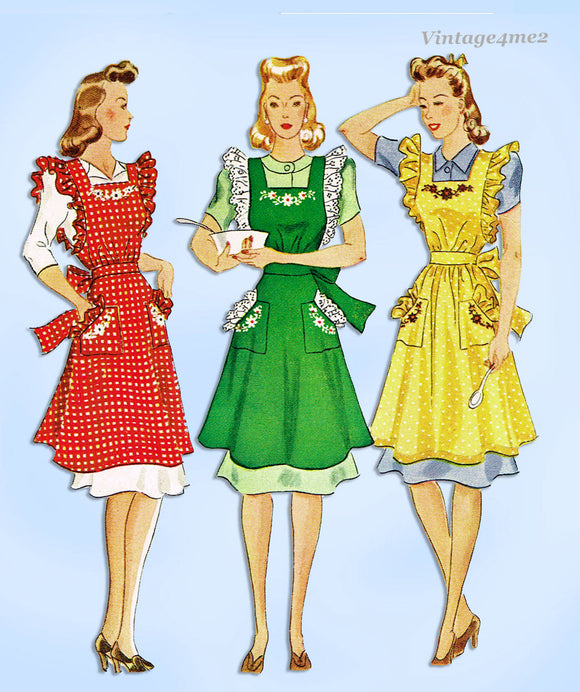 McCall 917: 1940s Misses WWII Farm Kitchen Pinafore Apron Sewing Pattern