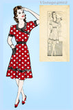 Marian Martin 9010: 1940s Uncut Misses WWII Dress Sz 34 B Vintage Sewing Pattern