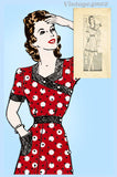 Marian Martin 9010: 1940s Uncut Misses WWII Dress Sz 34 B Vintage Sewing Pattern