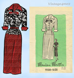 1950s Vintage Marian Martin Pattern 9108 Misses Slender Dress Size 36 Bust