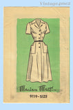 Marian Martin 9119: 1950s Classic Misses Shirtwaist Dress Sz 40 B Vintage Sewing Pattern