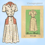 Marian Martin 9119: 1950s Classic Misses Shirtwaist Dress Sz 40 B Vintage Sewing Pattern