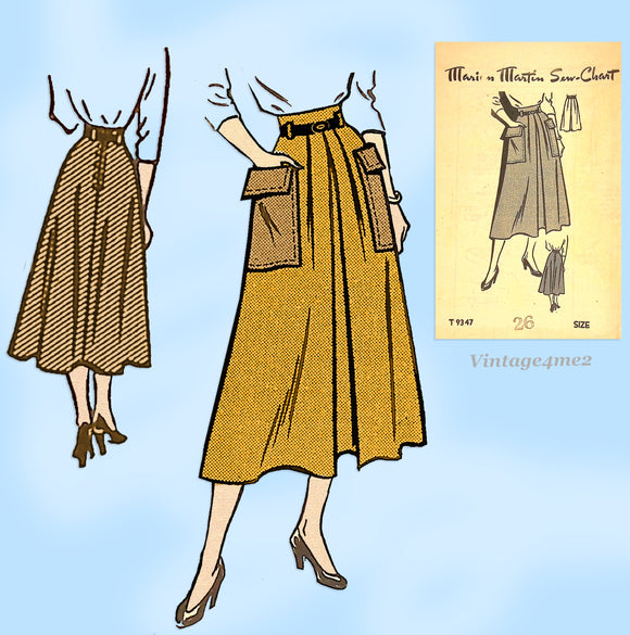 1950s Martin Mail Order Pattern 9347 Misses' Skirt Pattern Big Shaped Pockets
