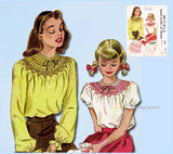 McCall 1221: 1940s Uncut WWII Girls Smocked Blouse Sz 8-10 Vintage Sewing Pattern