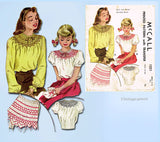 McCall 1221: 1940s Uncut WWII Girls Smocked Blouse Sz 8-10 Vintage Sewing Pattern