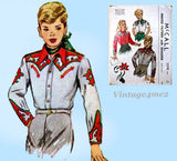 1940s VTG McCalls Sewing Pattern 1310 Boys Girls Embroidered Western Shirt Sz 6