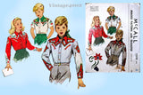 1940s VTG McCalls Sewing Pattern 1310 Boys Girls Embroidered Western Shirt Sz 6