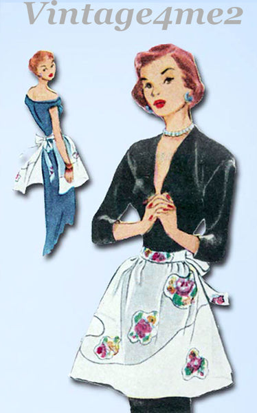 1950s Vintage McCall Sewing Pattern 1594 Misses Organdy Party Apron Fits All