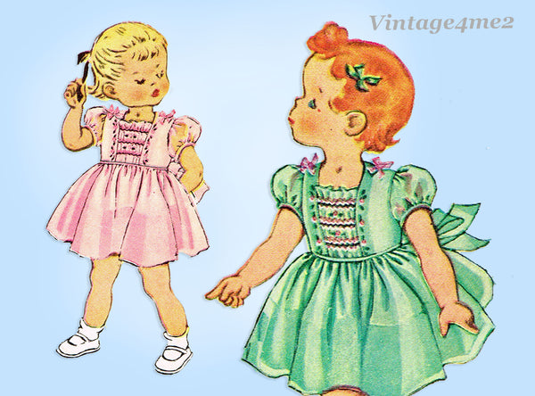 McCall 1687: 1950s Cute Toddler Girls Dress Sz 2 Vintage Sewing Pattern