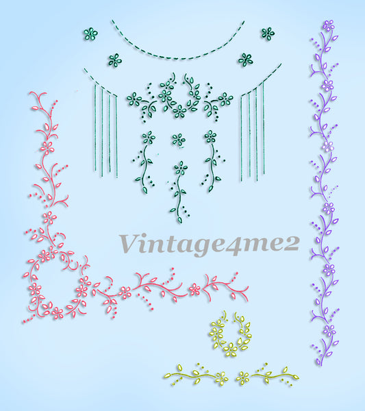 1950s Vintage McCall Embroidery Transfer 1747 Christening Dress Motifs