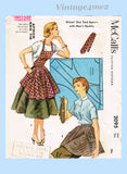 McCall 2095: 1950s Easy One Yard Misses Apron w Men's Tie Vintage Sewing Pattern