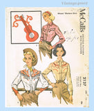 1950s Vintage McCall Sewing Pattern 2137 Misses Embroidered Western Shirt Sz 30 Bust