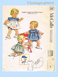 1950s Vintage McCall Sewing Pattern 2206 Cute Baby Shirt & Diaper Cover Sz 1