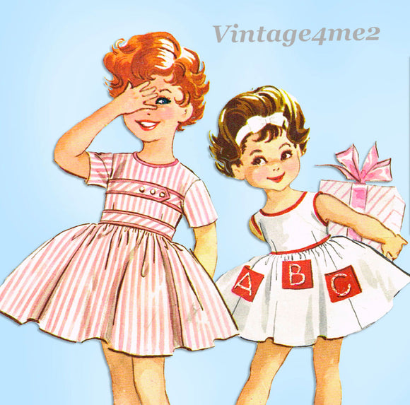 1950s Vintage McCalls Sewing Pattern 2301 Cute Baby Girls ABC Party Dress Size 3