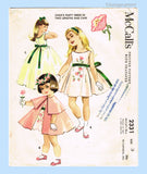 McCall's 2331: 1950s Toddler Girls Party Dress & Cape  Vintage Sewing Pattern