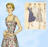 McCall 3191: 1950s Uncut Misses Sun Dress & Bolero Sz 34 B Vintage Sewing Pattern