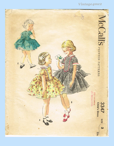 1950s Vintage McCalls Sewing Pattern 3347 1950s Vintage McCalls Sewing Pattern 3347 Toddler Girls Fluffy Party Dress Sz 3