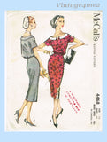 1950s Vintage McCall's Sewing Pattern 4468 Uncut Misses Street Dress Sz 36 Bust