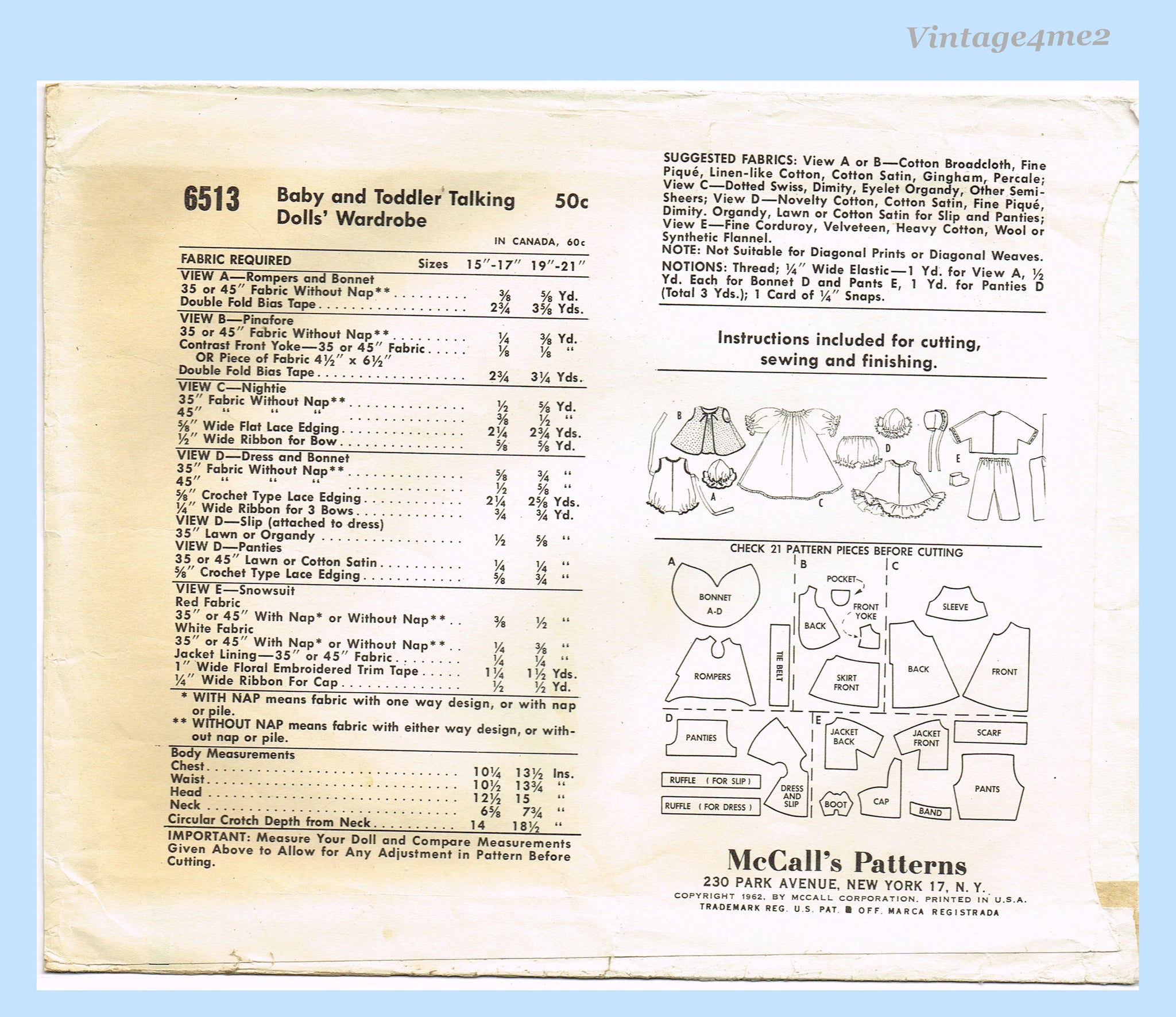 17 outlet sets of doll patterns