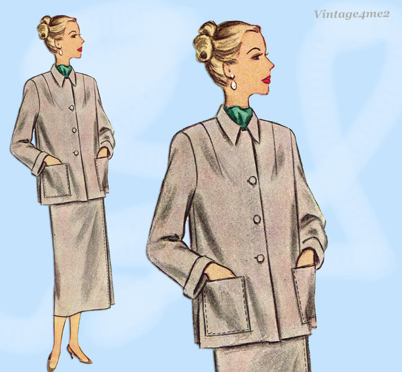 McCall 7423: 1940s Beautiful Misses Maternity Suit 34B Vintage Sewing Pattern UNCUT