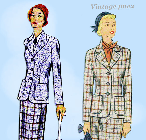 1950s Vintage McCall Sewing Pattern 8253 Chic Classic Ladies Suit Sz 34 B UNCUT