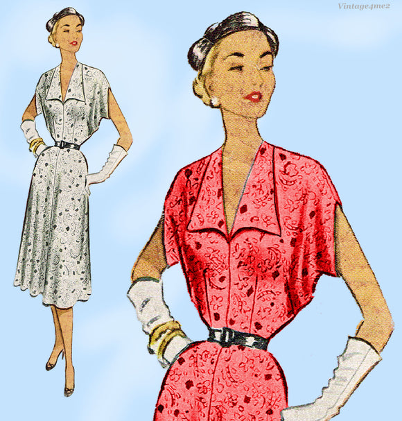 1950s Original Vintage McCalls Sewing Pattern 8548 Day Dress Size 36 Bust