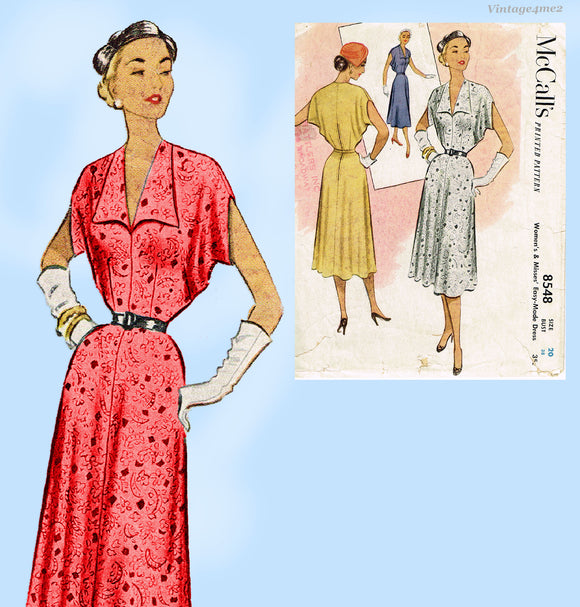 1950s Original Vintage McCalls Sewing Pattern 8548 Day Dress Size 36 Bust (Copy)