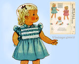 1940s Vintage McCall Sewing Pattern 878 Toddler Girls WWII Smocked Dress