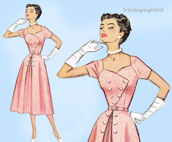 1950s Vintage McCalls Sewing Pattern 9322 Misses Cocktail or Dinner Dress Sz 32 B