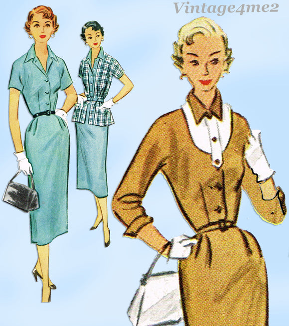 McCall 9364: 1950s Uncut Misses Street Dress Sz 36 B Vintage Sewing Pattern