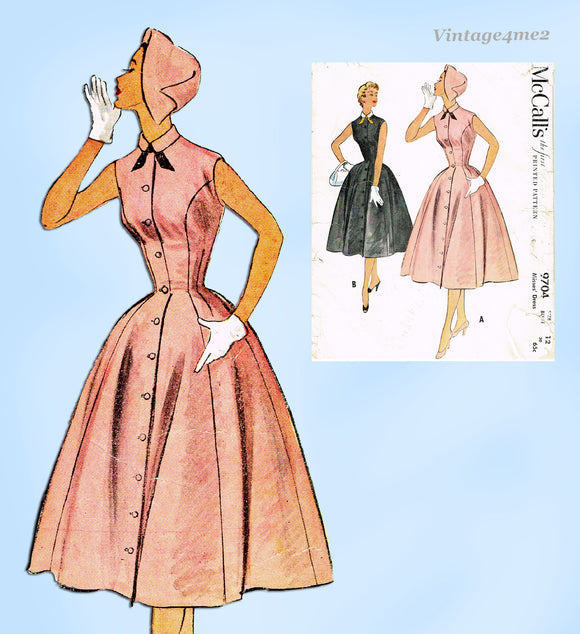 McCall's 9704: 1950s Misses Street Dress Size 30 Bust Vintage Sewing Pattern