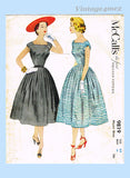 McCall 9819: 1950s Charming Misses Street Dress Size 32 B Vintage Sewing Pattern