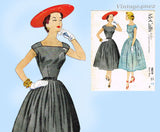 McCall 9819: 1950s Charming Misses Street Dress Size 32 B Vintage Sewing Pattern