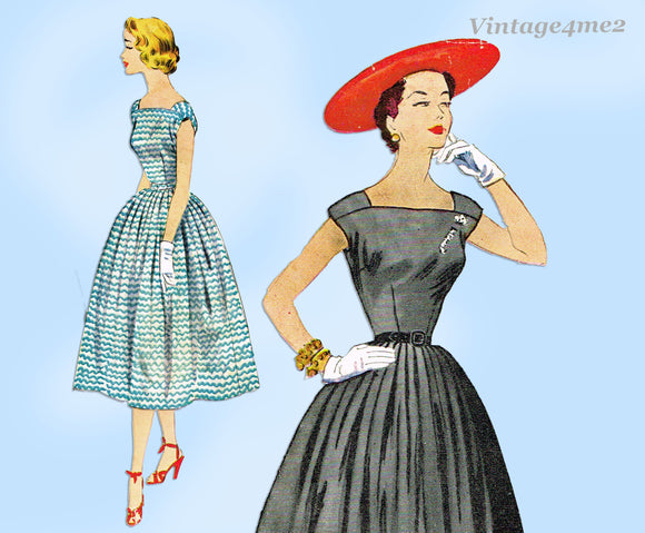 McCall 9819: 1950s Charming Misses Street Dress Size 32 B Vintage Sewing Pattern