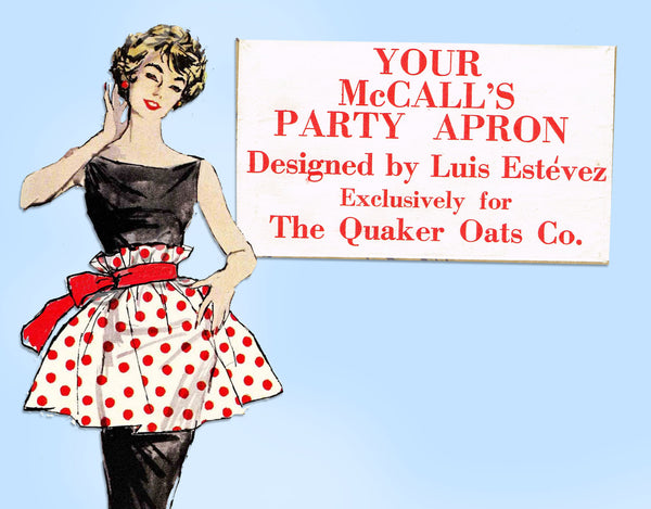 1950s Vintage McCall Sewing Pattern Quaker Oats Party Apron Fits All Luis Estevez