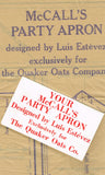 1950s Vintage McCall Sewing Pattern Quaker Oats Party Apron Fits All Luis Estevez