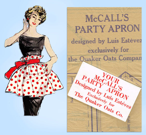 1950s Vintage McCall Sewing Pattern Quaker Oats Party Apron Fits All Luis Estevez