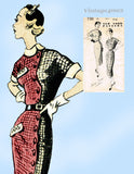 New York 730: 1950s Uncut Misses Designer Dress Sz 36 B Vintage Sewing Pattern