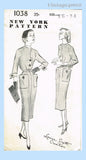 New York 1038: 1950s Uncut Misses Designer Dress Sz 34 B Vintage Sewing Pattern