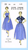 1950s Vintage New York Sewing Pattern 111 Misses Designer Cocktail Dress Sz 32 B